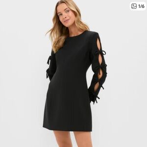 Elegant Black Mini Dress with Bow Sleeve Details